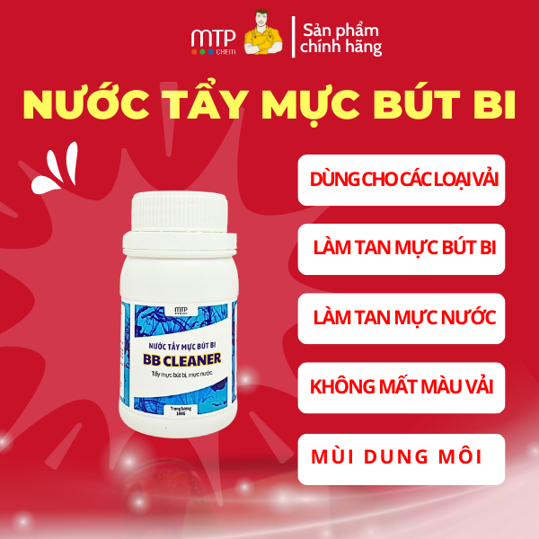 Dung dịch TẨY MỰC bút bi trên vải, tẩy mực trên quần áo BB-Cleaner